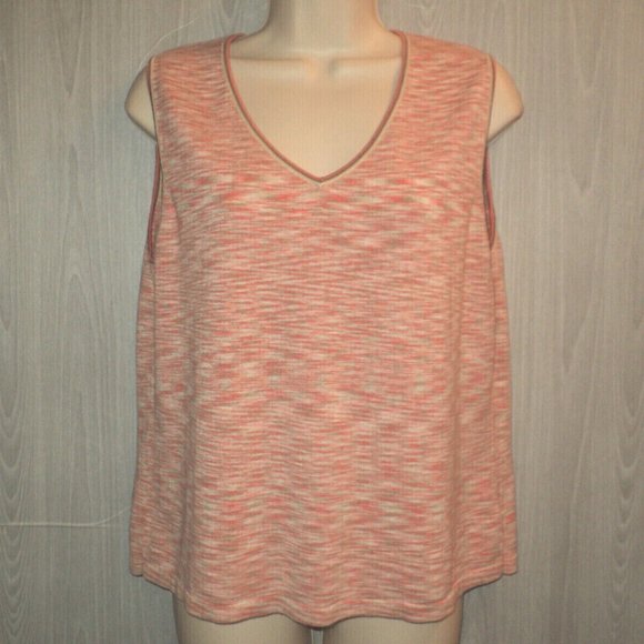 Jones Wear Knit Tank Top Size XL Variegated Peach, Salmon, Tan, Cream V Neck - Picture 1 of 4